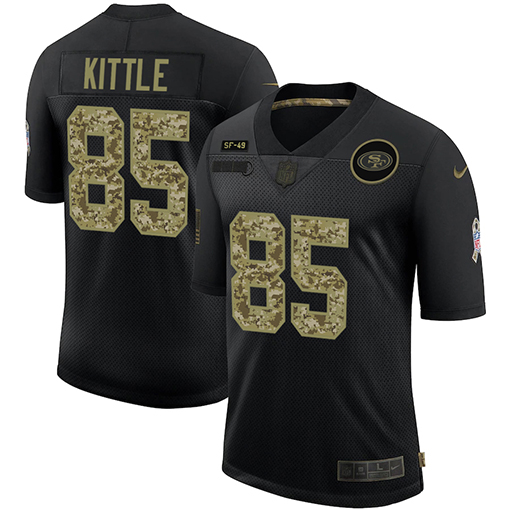 Men's San Francisco 49ers #85 George Kittle 2020 Black Camo Salute To Service Limited Stitched Jersey